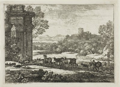 De kudde keert terug in stormachtig weer door Claude Lorrain