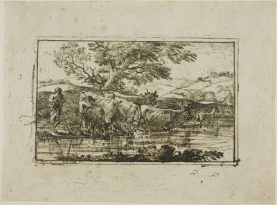 De Kudde bij de Drinkplaats door Claude Lorrain