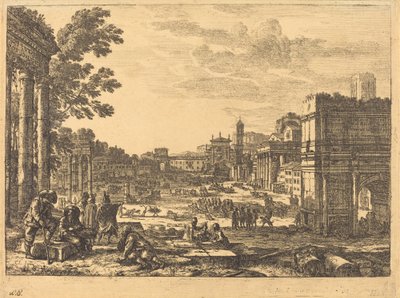Het Romeinse Forum (Le Campo Vaccino) door Claude Lorrain