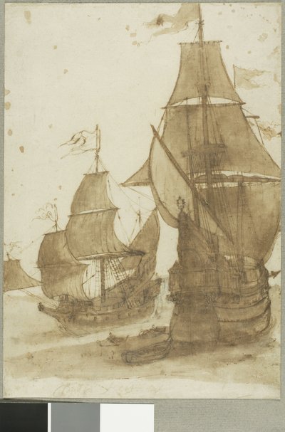 Twee fregatten door Claude Lorrain