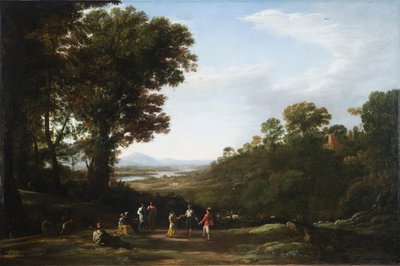 Dorpsbewoners dansen door Claude Lorrain