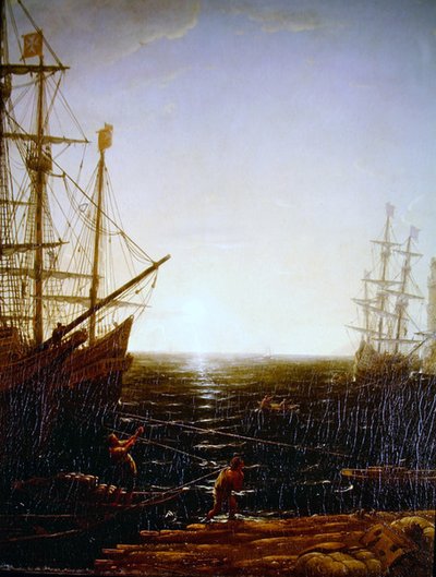 Haven Scène (detail) door Claude Lorrain