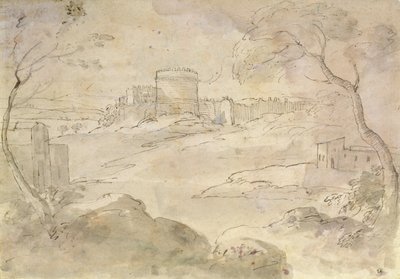 Landschap met een versterkte stad door Claude Lorrain
