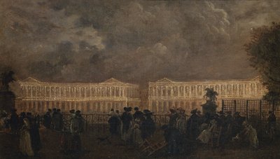 Verlichting van het Louis-XV plein ter gelegenheid van de geboorte van de dauphin, in oktober 1781, circa 1781 door Claude Louis Chatelet