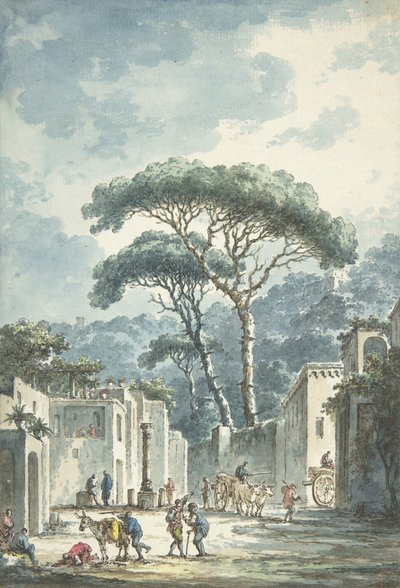 Weg naar de grot van Posillipo, 18e eeuw door Claude Louis Chatelet