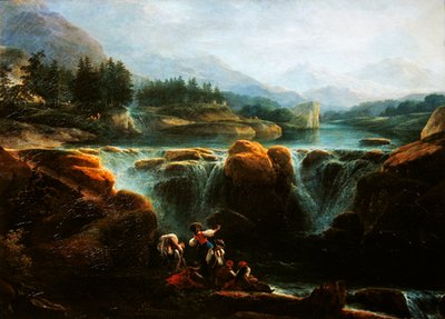Zwitserse Landschap, ca. 1790-94 door Claude Louis Chatelet