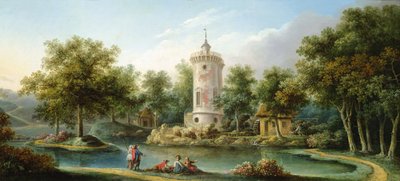 De Tour de Marlborough in de Jardin des Mesdames, Bellevue door Claude Louis Chatelet