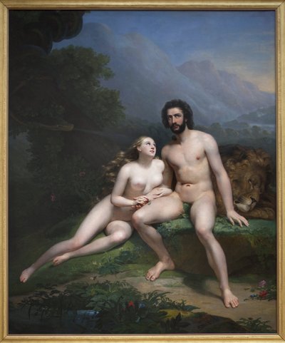 Adam en Eva. Schilderij door Claude Marie Dubufe (1790-1864) door Claude Marie Dubufe