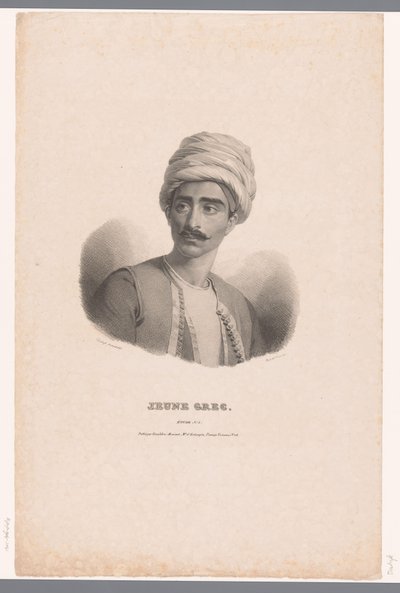 Portret van een Griekse jongeman door Claude Marie Dubufe