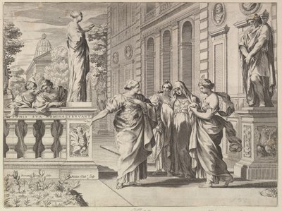 Allegorie ter ere van het Romeinse College opgericht door de Borghese Familie, 1615-88 door Claude Mellan