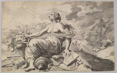 Allegorie van Frankrijk met de wapens van Richelieu Allegorie sur la Paix door Claude Mellan