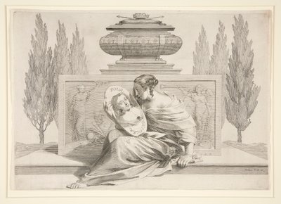 Allegorie van de dood van de koningin (Anna van Oostenrijk) door Claude Mellan