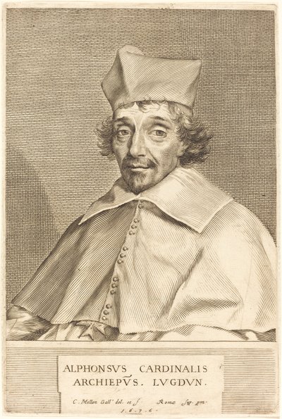 Alphonse du Plessis Richelieu, kardinaal van Lyon door Claude Mellan
