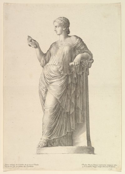 Oude Beeld van de Muze Thalia door Claude Mellan