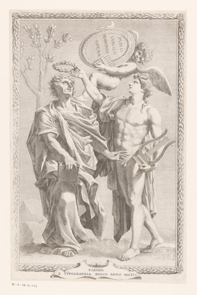 Apollo kroont Publius Vergilius Maro door Claude Mellan