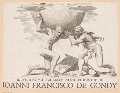 Atlas geeft de hemelbol aan Hercules door Claude Mellan