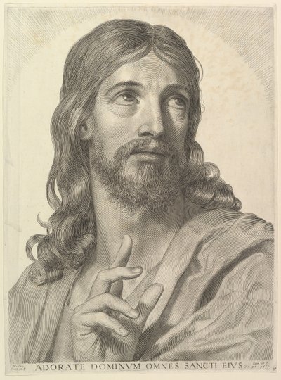 Borstbeeld van de Volwassen Christus door Claude Mellan