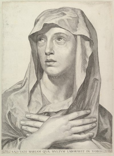 Borstbeeld van de Maagd door Claude Mellan