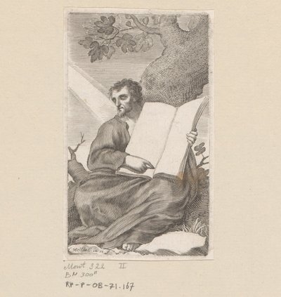 H. Augustinus aan de voet van een boom gezeten door Claude Mellan