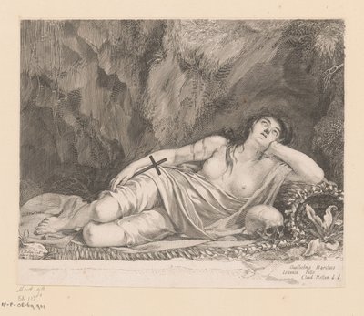 H. Maria Magdalena gelegen in een grot door Claude Mellan
