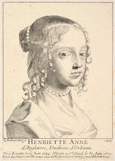 Henriette-Anne van Engeland, hertogin van Orléans door Claude Mellan