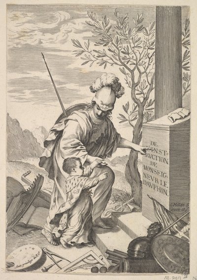 Minerva Onderwijst de Dauphin, 1640 door Claude Mellan
