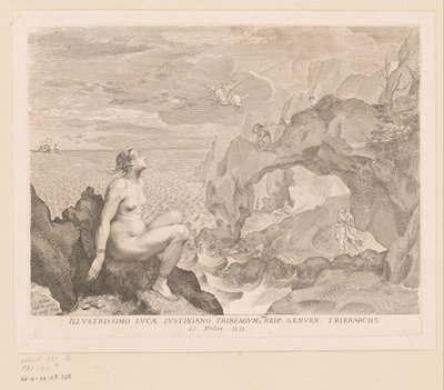 Perseus komt Andromeda bevrijden door Claude Mellan