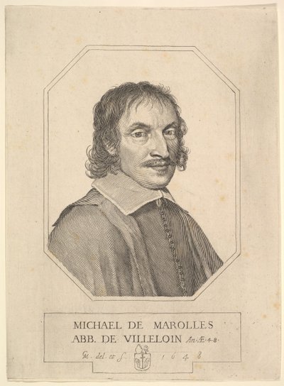 Portret van Michel de Marolles, 1648 door Claude Mellan