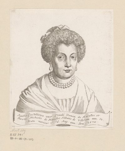 Portret van Agathe de Châtillon door Claude Mellan