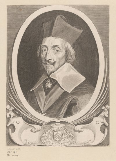 Portret van Armand-Jean du Plessis, kardinaal de Richelieu door Claude Mellan