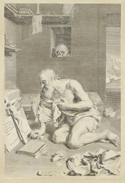 Sint Hiëronymus door Claude Mellan