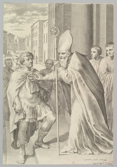 St. Ambrosius, aartsbisschop van Milaan, keert keizer Theodosius terug door Claude Mellan