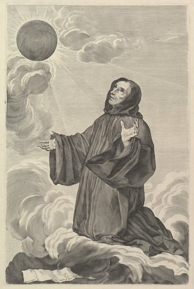 St. Benedictus in Extase door Claude Mellan