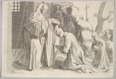 Sint Bernard Ontvangt een Monnikspij door Claude Mellan