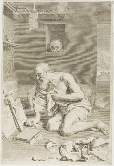 Sint Hiëronymus Biddend door Claude Mellan