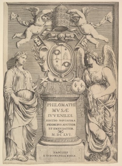Titelpagina: Philomathi Musae Juveniles, 1655 door Claude Mellan