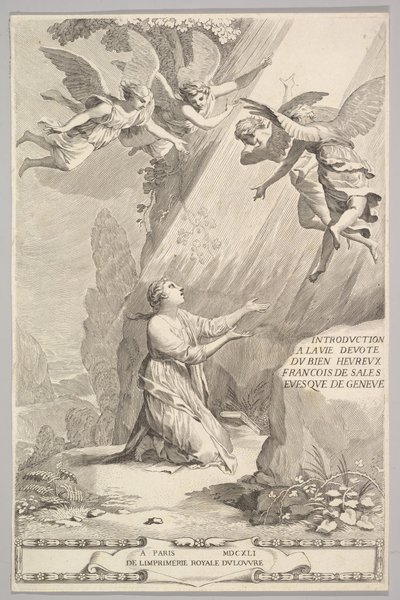 Titelpagina voor François de Sales, Inleiding tot het devote leven, 1641 door Claude Mellan