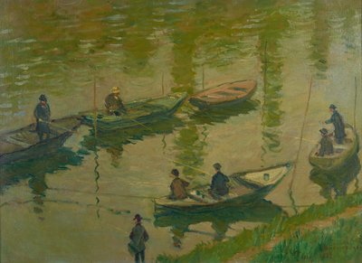 Vissers op de Seine bij Poissy door Claude Monet