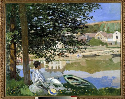 Aan de rand van het water in Bennecourt door Claude Monet