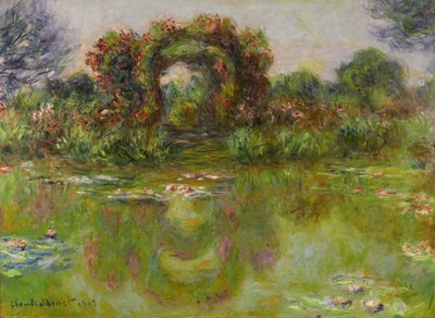 Bassin aux Nymphéas, les Rosiers, 1913 door Claude Monet