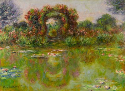 Waterlelievijver, de rozenstruiken door Claude Monet