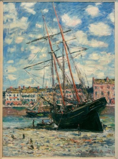 Op Kiel Gelegd Schip in Fecamp door Claude Monet