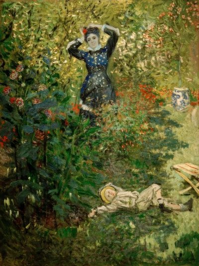 Camille en Jean in de tuin van Argenteuil door Claude Monet