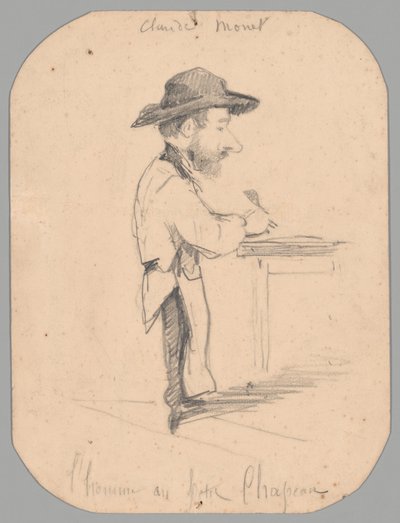 Karikatuur van een man met een kleine hoed door Claude Monet