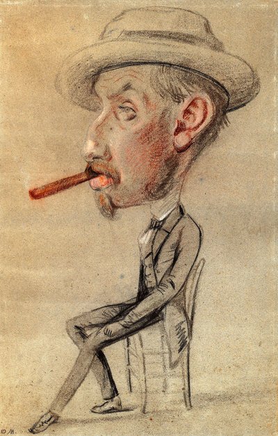 Karikatuur van een man met een grote sigaar door Claude Monet