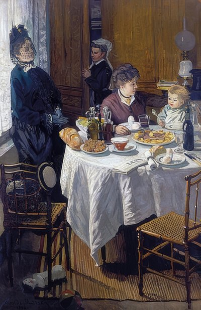 De lunch (na restauratie) door Claude Monet