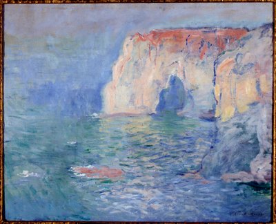 Etretat, la manneporte, reflecties op het water door Claude Monet