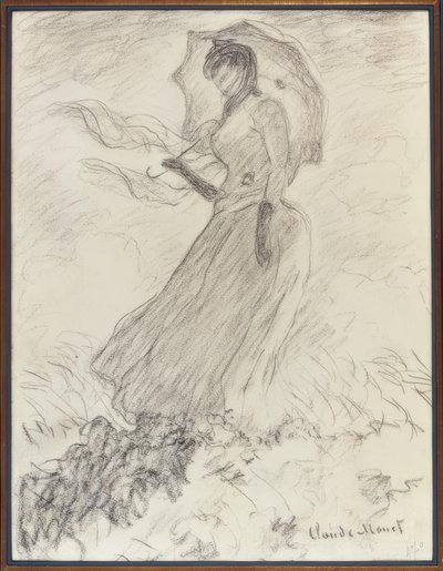 Vrouw met parasol door Claude Monet
