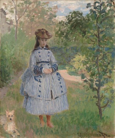 Meisje met hond door Claude Monet