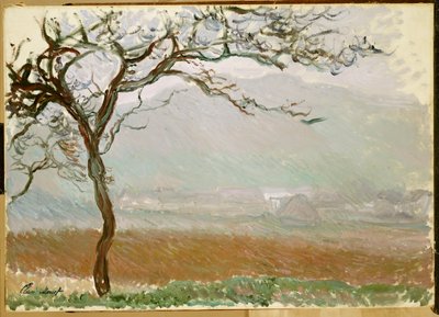 Platteland van Giverny door Claude Monet